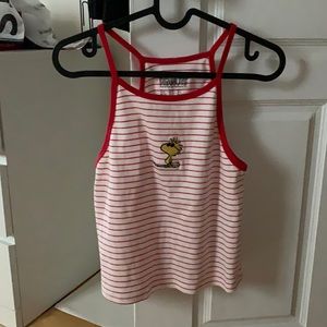 Peanuts red striped crop tank top